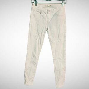 Levis 710 Jeans Womens 26 Solid White Denim Pants  Super Skinny Pre Owned